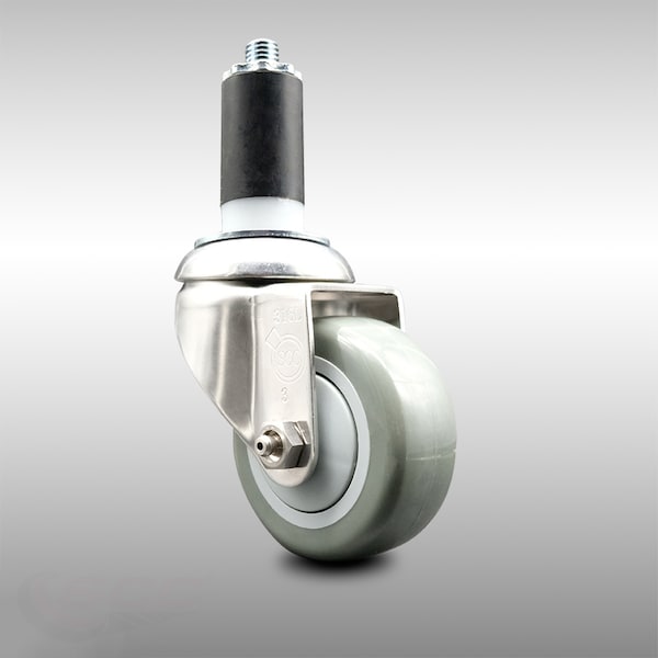 Service Caster 3.5 Inch 316SS Gray Polyurethane Wheel Swivel 1-1/4 Inch Expanding Stem Caster SCC-SS316EX20S3514-PPUB-114 - main